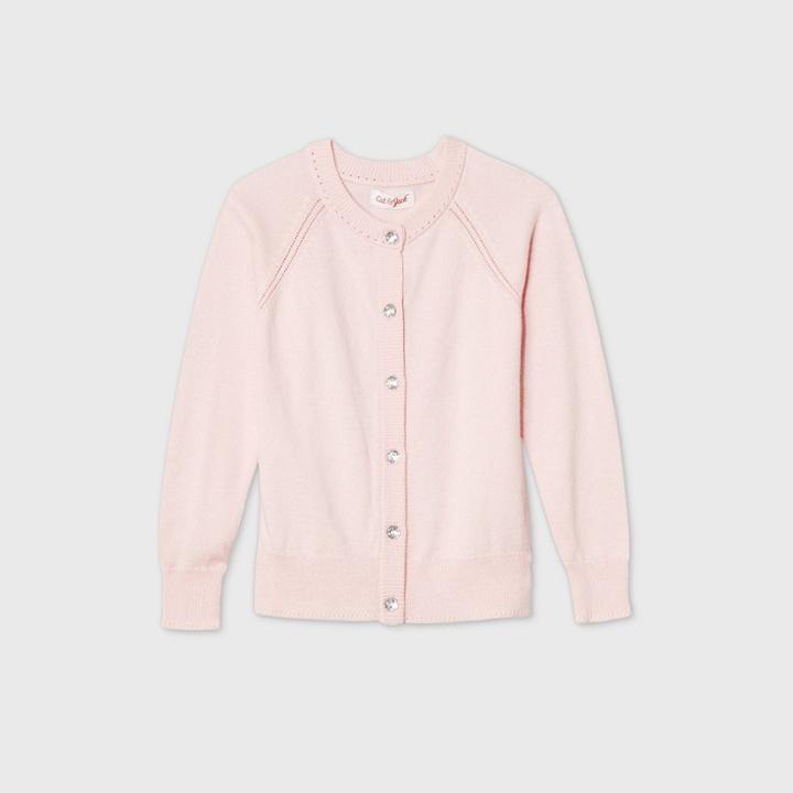 Toddler Girls' Crew Neck Cardigan - Cat & Jack Pink