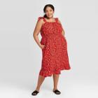 Women's Plus Size Floral Print Sleeveless Dress - Who What Wear Red 1x, Women's,