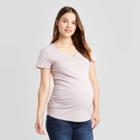 Maternity Short Sleeve V-neck Side Shirred T-shirt - Isabel Maternity By Ingrid & Isabel Lilac Xs, Women's, Purple