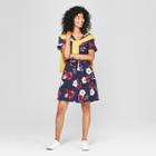 Women's Floral Print Crepe Dress - A New Day Navy