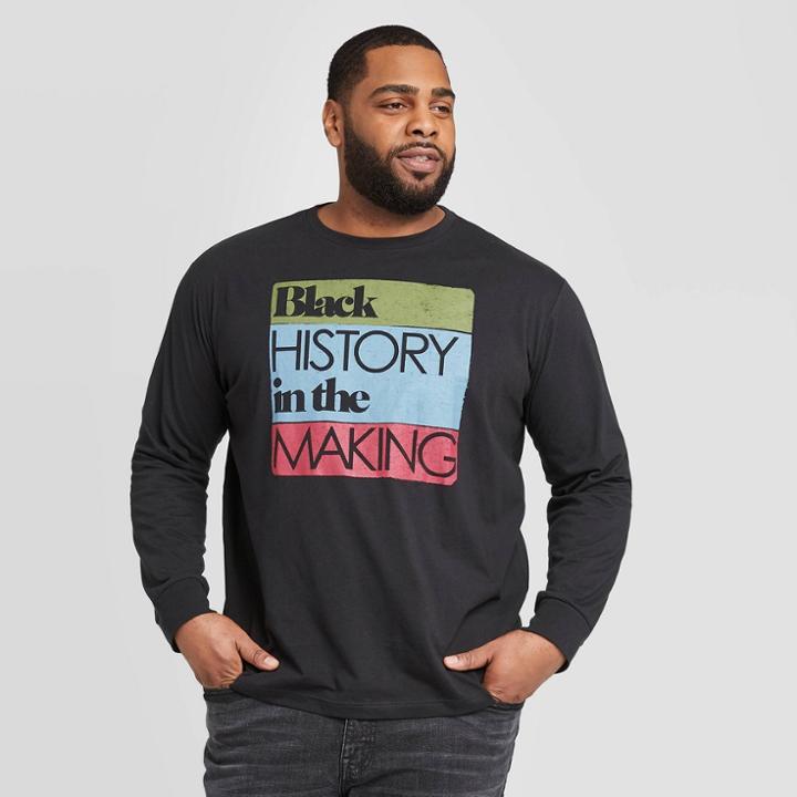 Well Worn Men's Big & Tall Black History In The Making Long Sleeve Crewneck T-shirt - Black