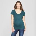 Maternity Short Sleeve Almond Neck T-shirt - Isabel Maternity By Ingrid & Isabel Green Heather Xs, Infant Girl's