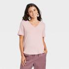 Women's Short Sleeve V-neck Drapey T-shirt - A New Day Lilac