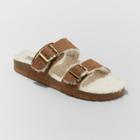 Women's Mad Love Wide Width Kali Multi Strap Sherpa Footbed Sandals - Cognac (red) 7w,