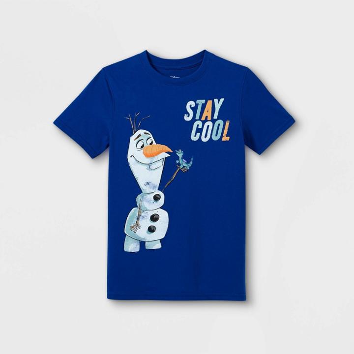Boys' Frozen Olaf & Bruni Stay Cool Short Sleeve Graphic T-shirt - Blue S - Disney