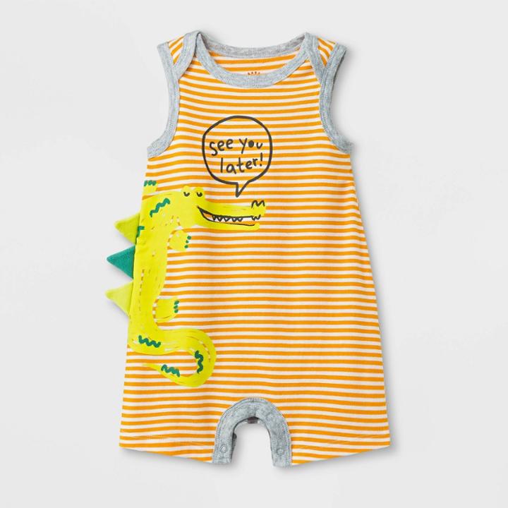Baby Boys' Lap Shoulder Critter Romper - Cat & Jack Yellow Newborn, Boy's