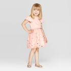 Petitetoddler Girls' Short Sleeve Star Print Tulle Dress - Cat & Jack Peach 3t, Toddler Girl's, Pink