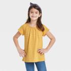 Girls' Short Sleeve Knit Top - Cat & Jack Mustard Yellow