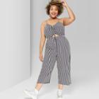 Women's Plus Size Striped Strappy Cinched Jumpsuit - Wild Fable Navy/white