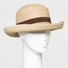 Women's Straw Kettle Ribbon Band Newsboy Hat - A New Day Natural, Neutral