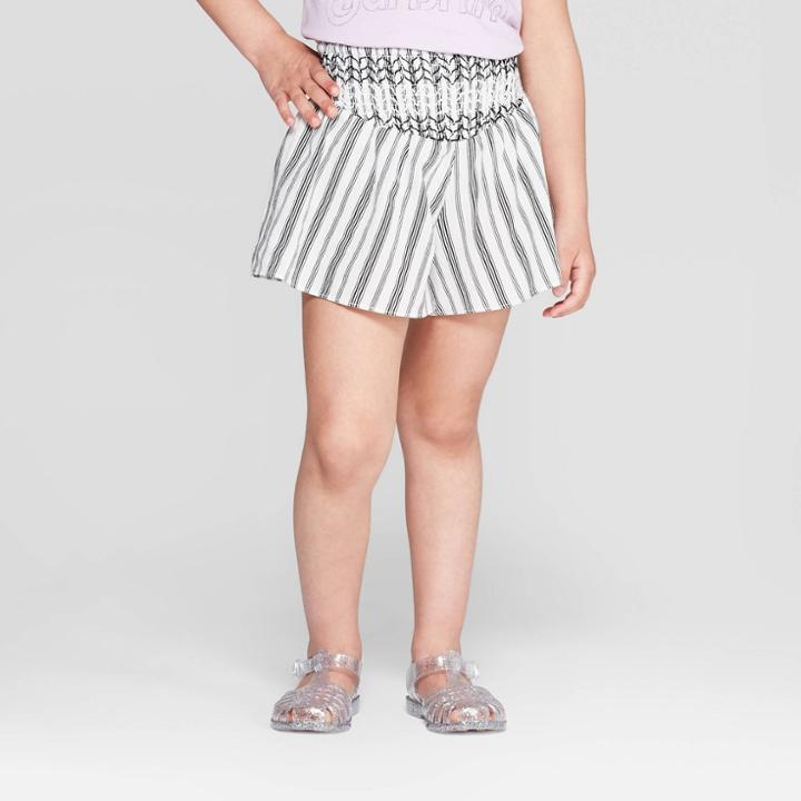 Target Toddler Girls' Stripe Smocked Fashion Shorts - Art Class White/black