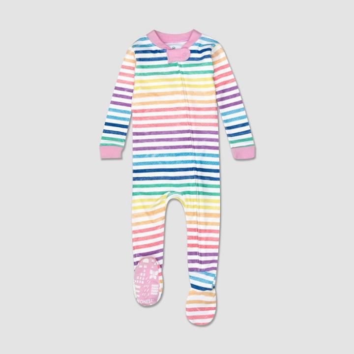Honest Baby Girls' Striped Snug Fit Footed Pajama