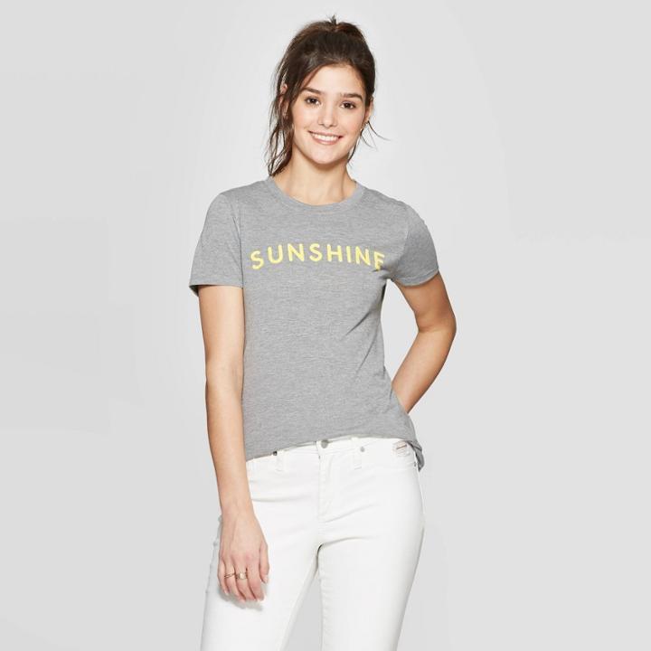 Women's Short Sleeve Sunshine Graphic T-shirt - Modern Lux (juniors') - Heather Gray