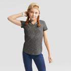 Girls' Short Sleeve Bar Front T-shirt - Art Class Black