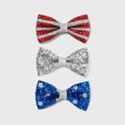 No Brand Americana Sequin Bow Clip Set 3pc - Red/blue/silver