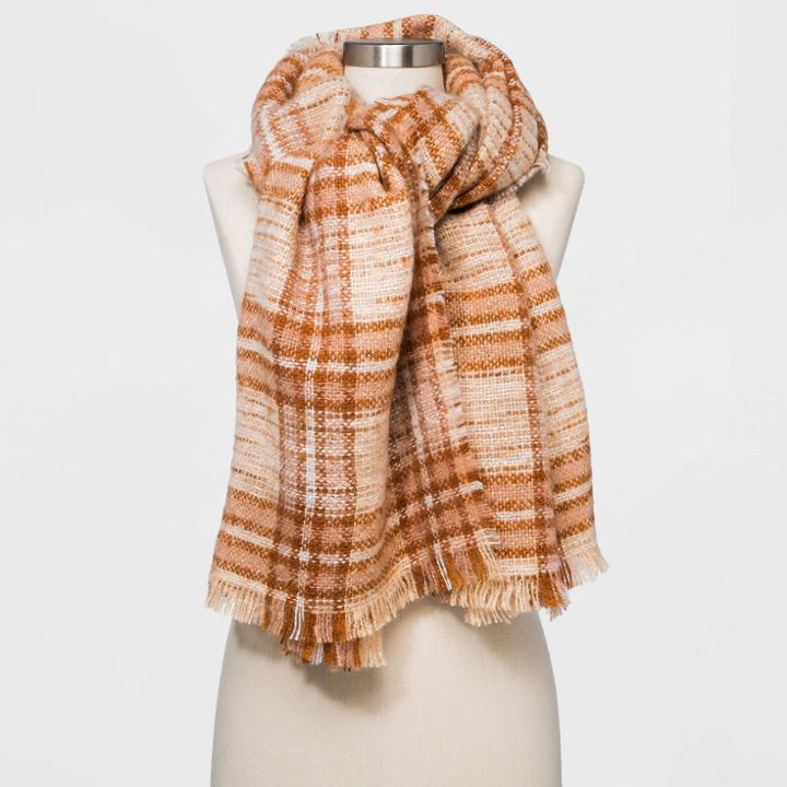 Women's Plaid Blanket Scarf - Universal Thread Cream, Ivory