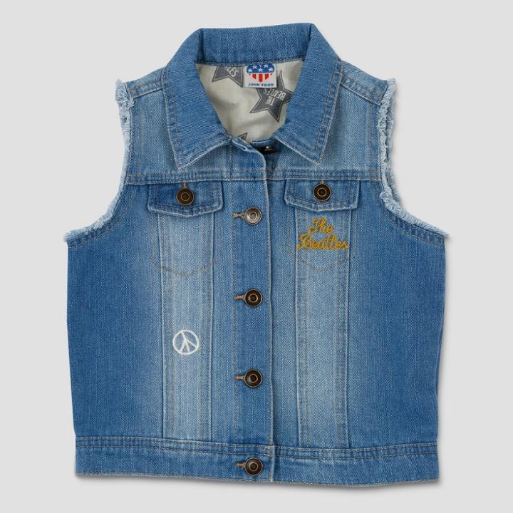 Junk Food Girls' The Beatles Denim Vest - Blue