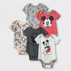 Disney Baby Boys' 5pk Mickey Mouse Knit Short Sleeve Bodysuit - Newborn