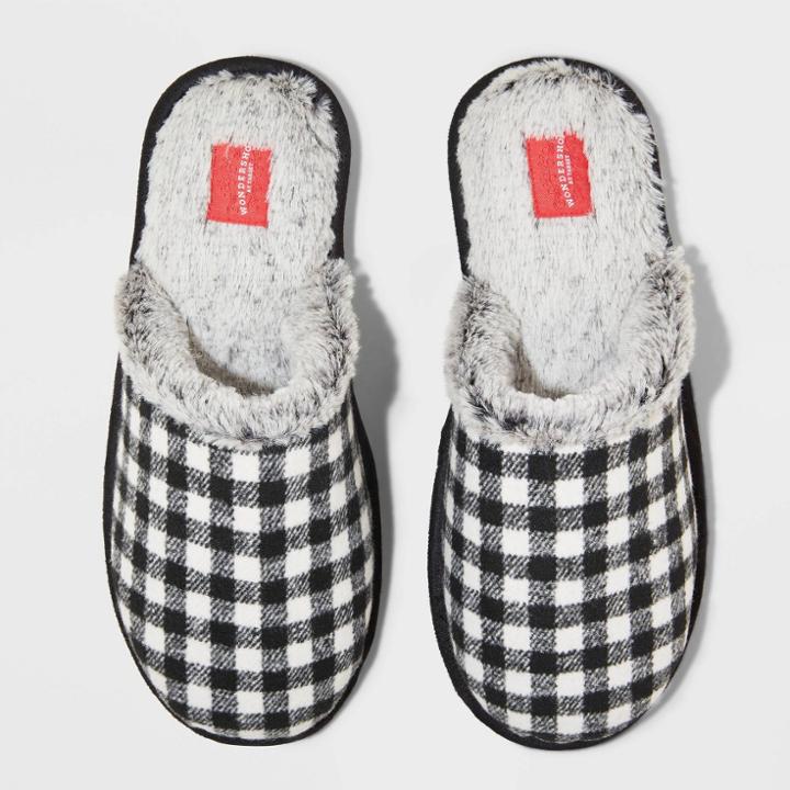Men's Family Sleep Adult Plaid Slippers - Wondershop Black