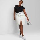 Women's Plus Size Midi Jean Skirt - Wild Fable Acid Wash 14w, Women's, Blue