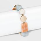Semi-precious Aventurine, Angelite And Opal Stretch Bracelet - Universal Thread Orange/blue/cream, Orange/blue/ivory