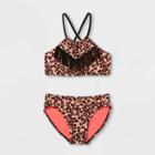 Girls' Fringe Leopard Print 2pc Bikini Set - Art Class