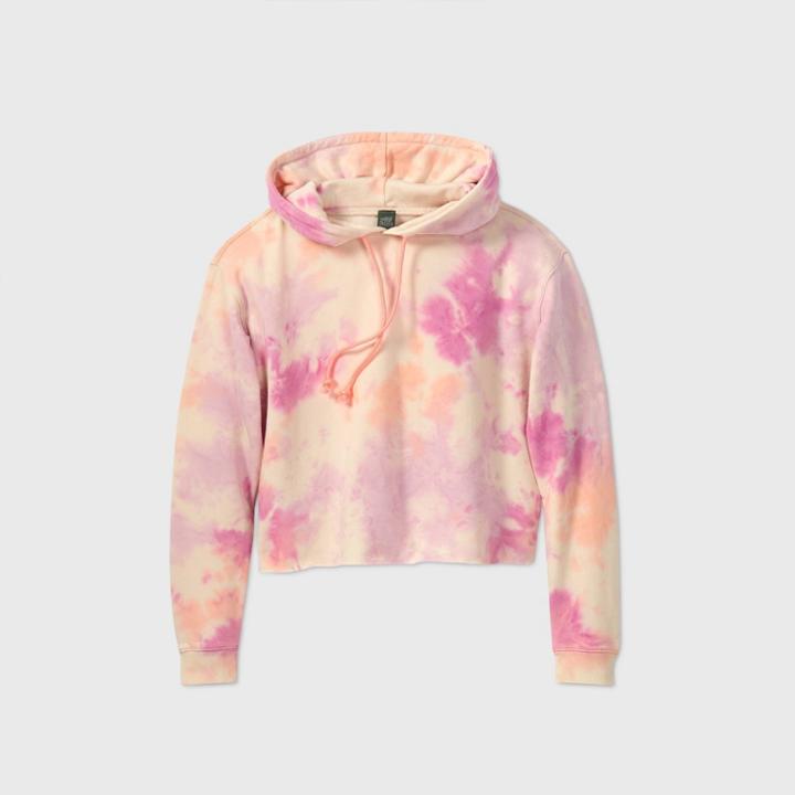 Women's Tie-dye Cropped Hoodie - Wild Fable Pink