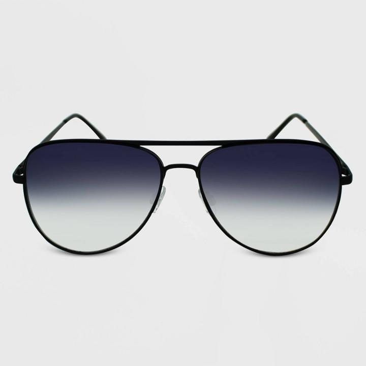Women's Metal Aviator Round Sunglasses - Wild Fable Black