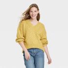 Women's V-neck Pullover Sweater - Universal Thread Yellow