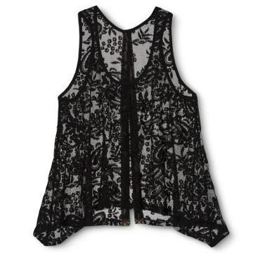 Lily Star Junior's Open Back Lace Tank - Black