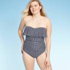 Women's Bandeau Flounce One Piece Swimsuit - Kona Sol Navy/white Dot M, Size: