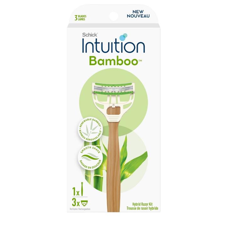 Schick Intuition Women's Bamboo Recyclable 3 Blade Disposable Razors - 3ct - 1 Handle And 3 Refills - Trial