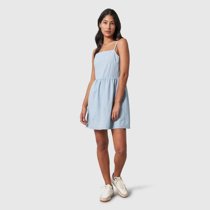 United By Blue Women's Square Neck Sleeveless Summer Sundress - Blue Denim