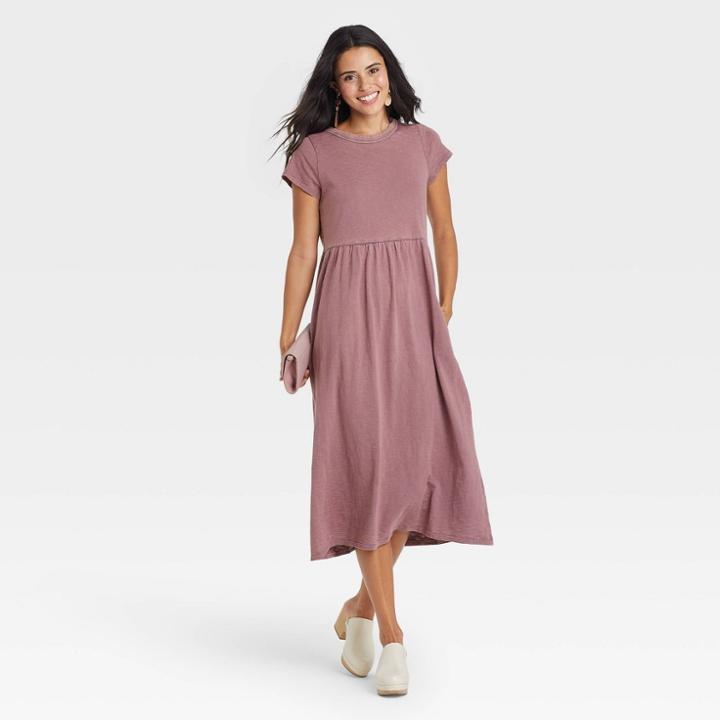 Women's Short Sleeve T-shirt Dress - Universal Thread Light Purple