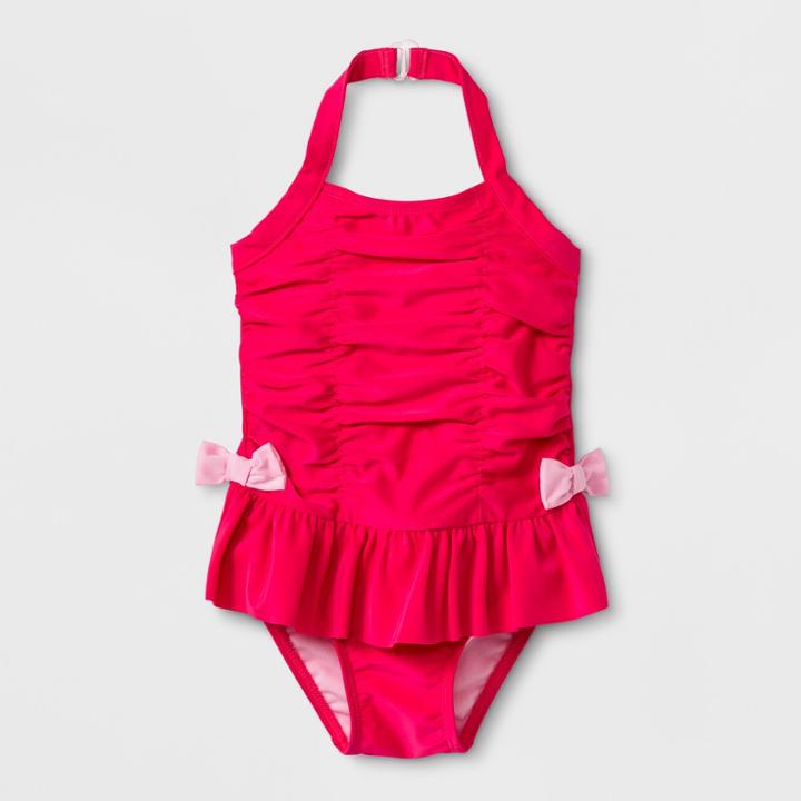Toddler Girls' Ruffle Bow One Piece Swimsuit - Cat & Jack Pink