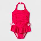 Toddler Girls' Ruffle Bow One Piece Swimsuit - Cat & Jack Pink