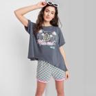 Women's Ascot + Hart Miami Short Sleeve Cropped Graphic Top - Gray