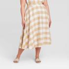 Women's Plus Size Plaid Circle Midi Skirt - Who What Wear Beige