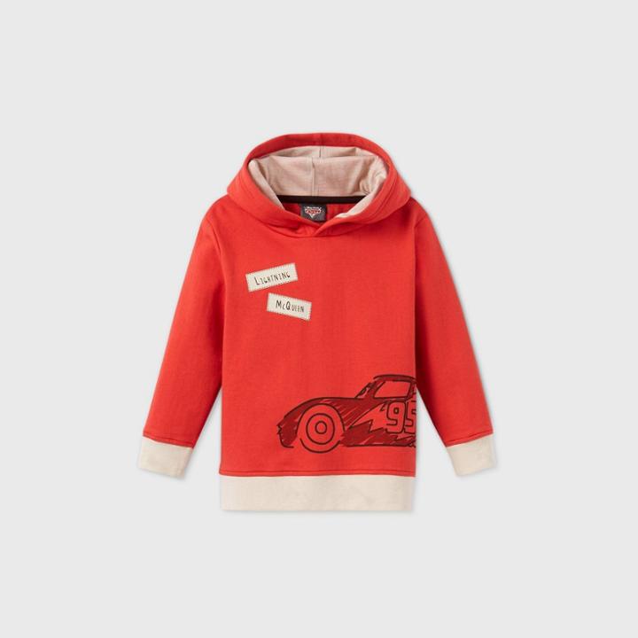 Toddler Boys' Cars Lightening Mcqueen Hooded Fleece Sweatshirt - Red