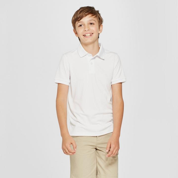 Boys' Short Sleeve Performance Uniform Polo Shirt - Cat & Jack White