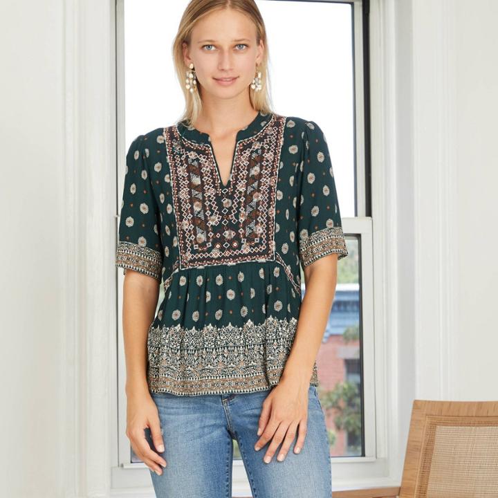 Women's Elbow Sleeve Knit Top - Knox Rose Green