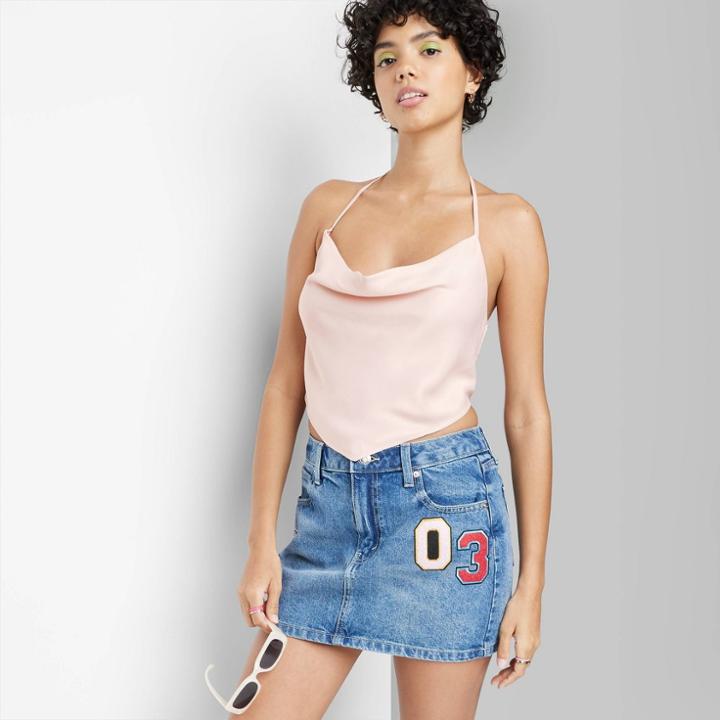 Women's Satin Cowl Neck Scarf Tank Top - Wild Fable Blush
