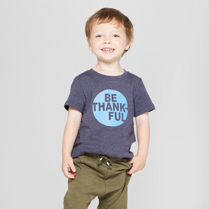 Toddler Boys' Be Thankful Graphic Short Sleeve T-shirt - Cat & Jack Navy