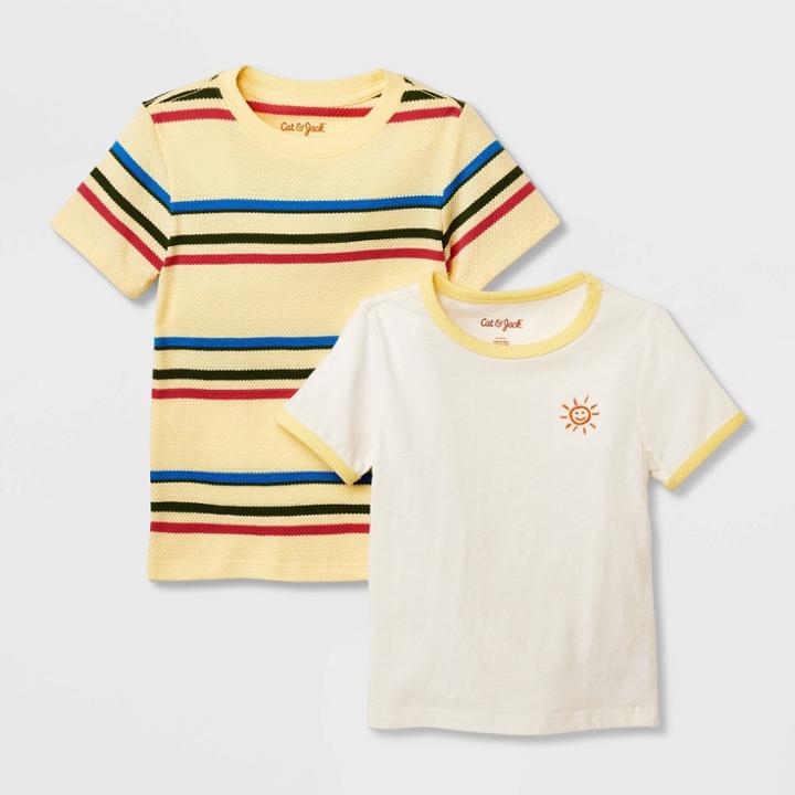 Toddler Boys' 2pk Short Sleeve Striped T-shirt - Cat & Jack Yellow