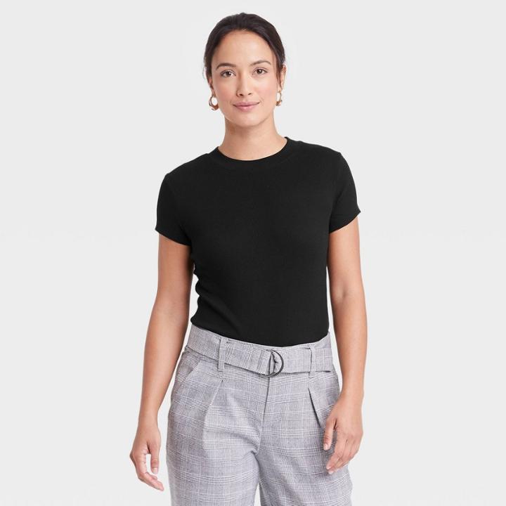 Women's Ribbed Bodysuit - A New Day Black