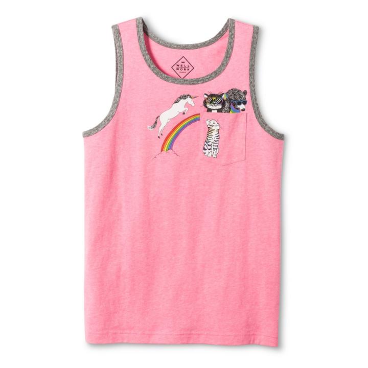 Well Worn Pride Adult Big & Tall Animals Pocket Tank Top - Pink 5xlt, Adult Unisex