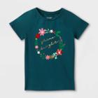 Girls' Short Sleeve 'holiday Wreath' Flip Sequin T-shirt - Cat & Jack Teal