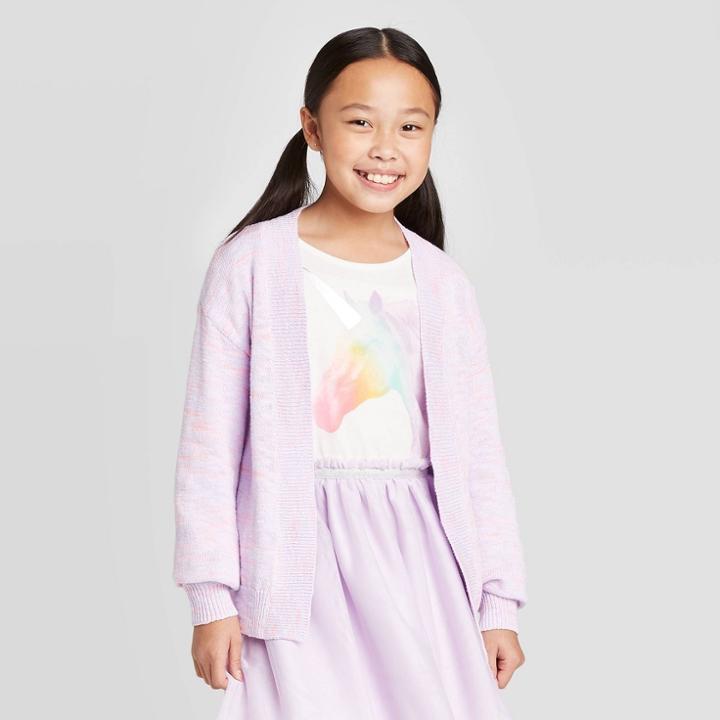 Girls' Knit Cardigan - Cat & Jack Purple Xs, Girl's,