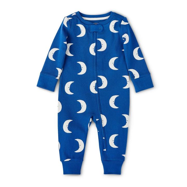 Baby Moon Print Front Zipper Long Sleeve Pajama - Christian Robinson X Target Blue Newborn