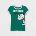 Girls' Peanuts Snoopy Charmer Short Sleeve Graphic T-shirt - Green
